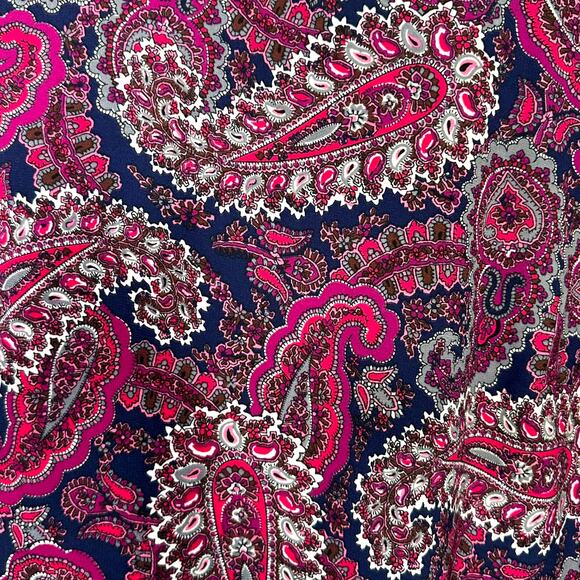 Talbots Women's Paisley Three-Quarter Peplum Sleeve Crepe Top L Fuchsia Purple - Picture 7 of 11
